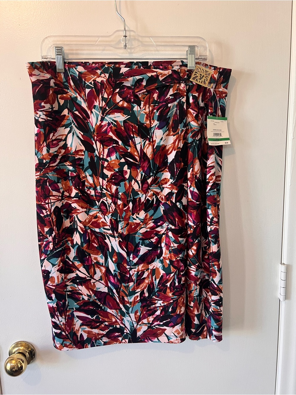 Anne Klein Multicolor Leaf-Print Skirt